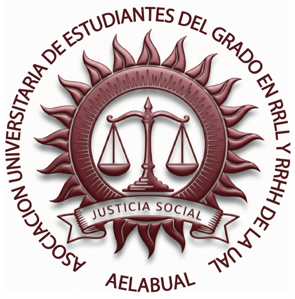 Logo corporativo de AELABUAL con balanza de Justicia Social