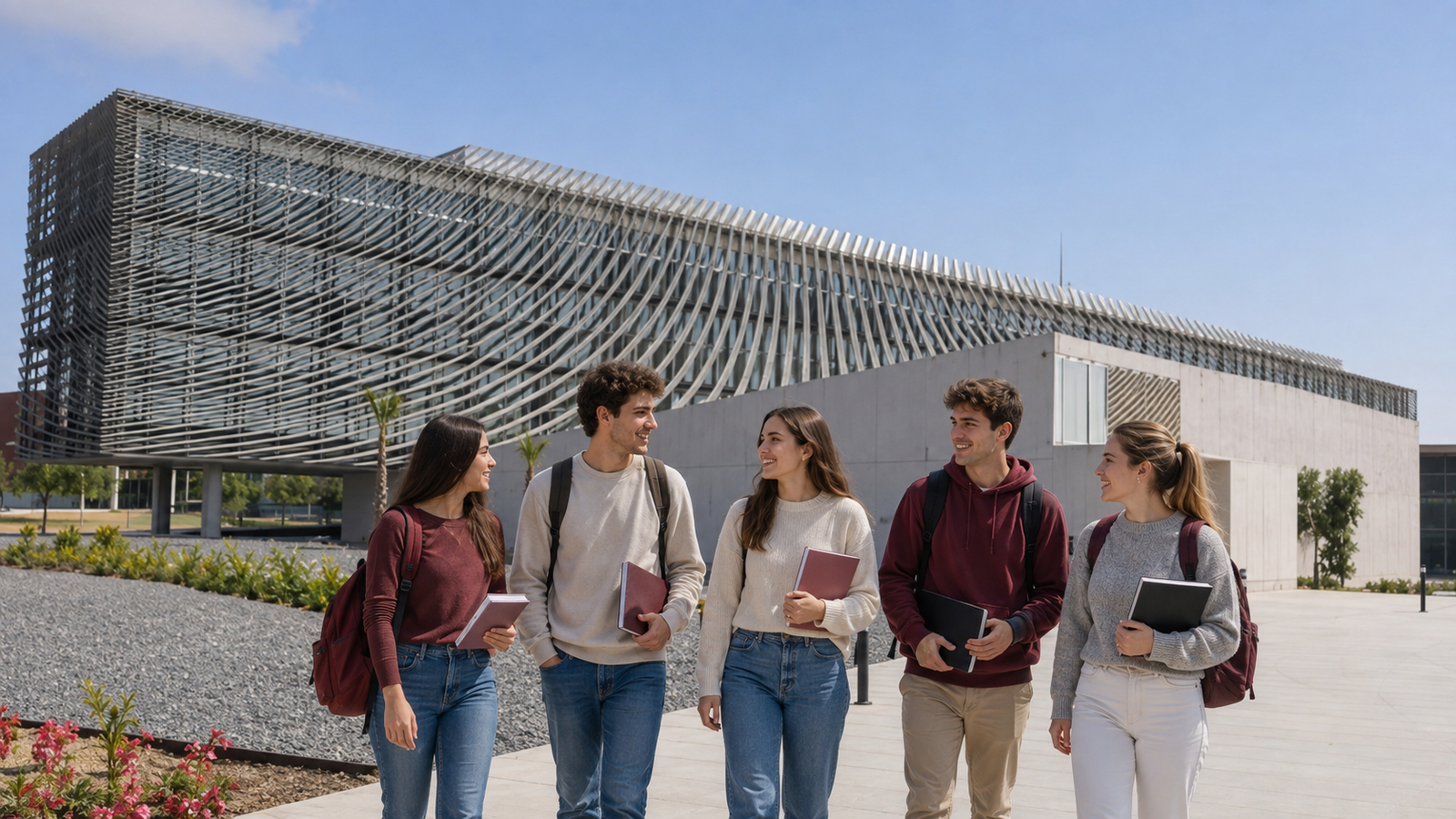 Recreación del campus de la UAL con un grupo de estudiantes ficticios